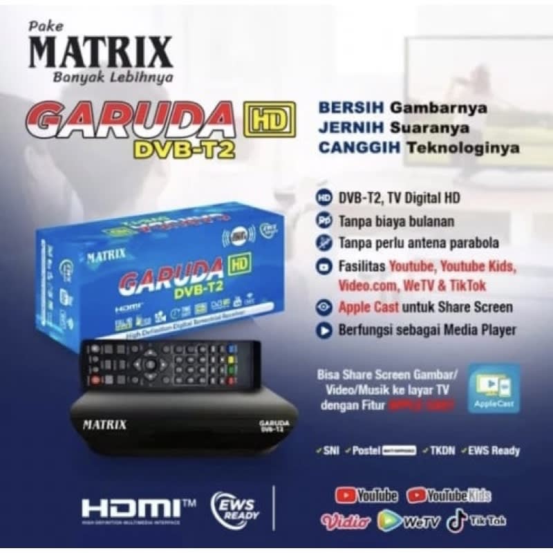 SET TOP BOX DVB T2 MATRIX GARUDA BIRU