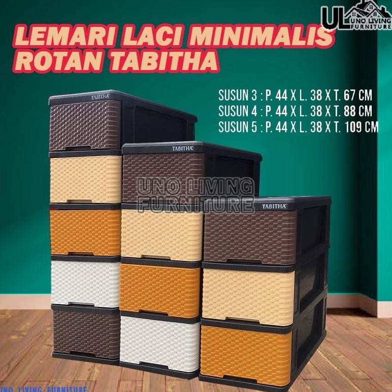 LEMARI PAKAIAN PLASTIK LACI PAKAIAN LACI TABITHA LEMARI PAKAIAN MOTIF ROTAN LACI ROTAN LEMARI ROTAN 