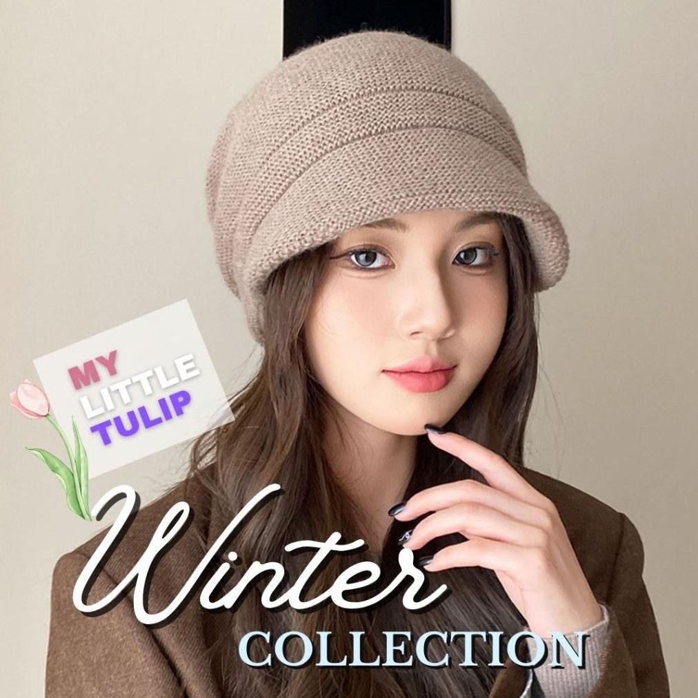 Topi Ciput Rajut Polos / Topi Kupluk Musim Dingin Wanita / Double Knitted Winter Hat / Topi Pet Cipu