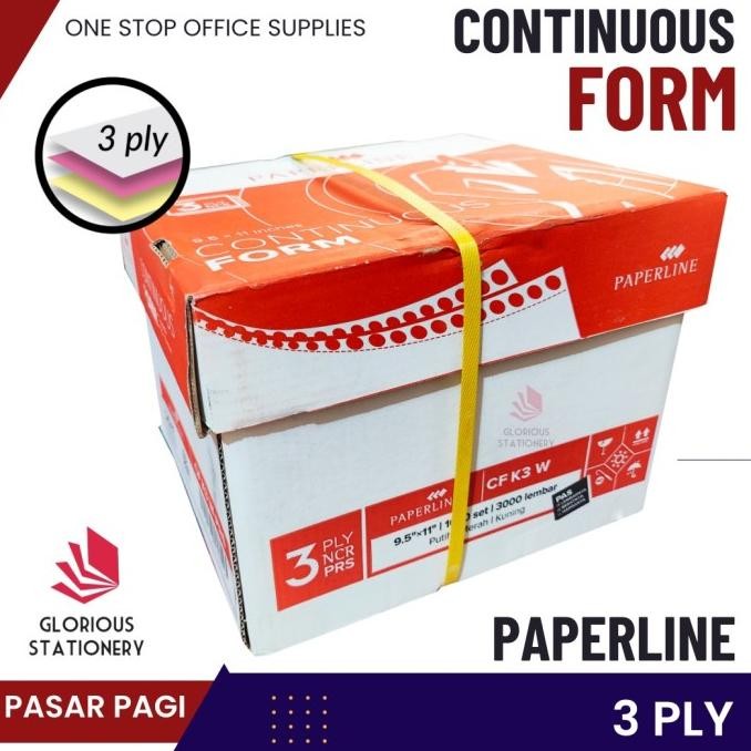

NEW kertas countinous form uk 9.5 x 11 3ply merk Paperline