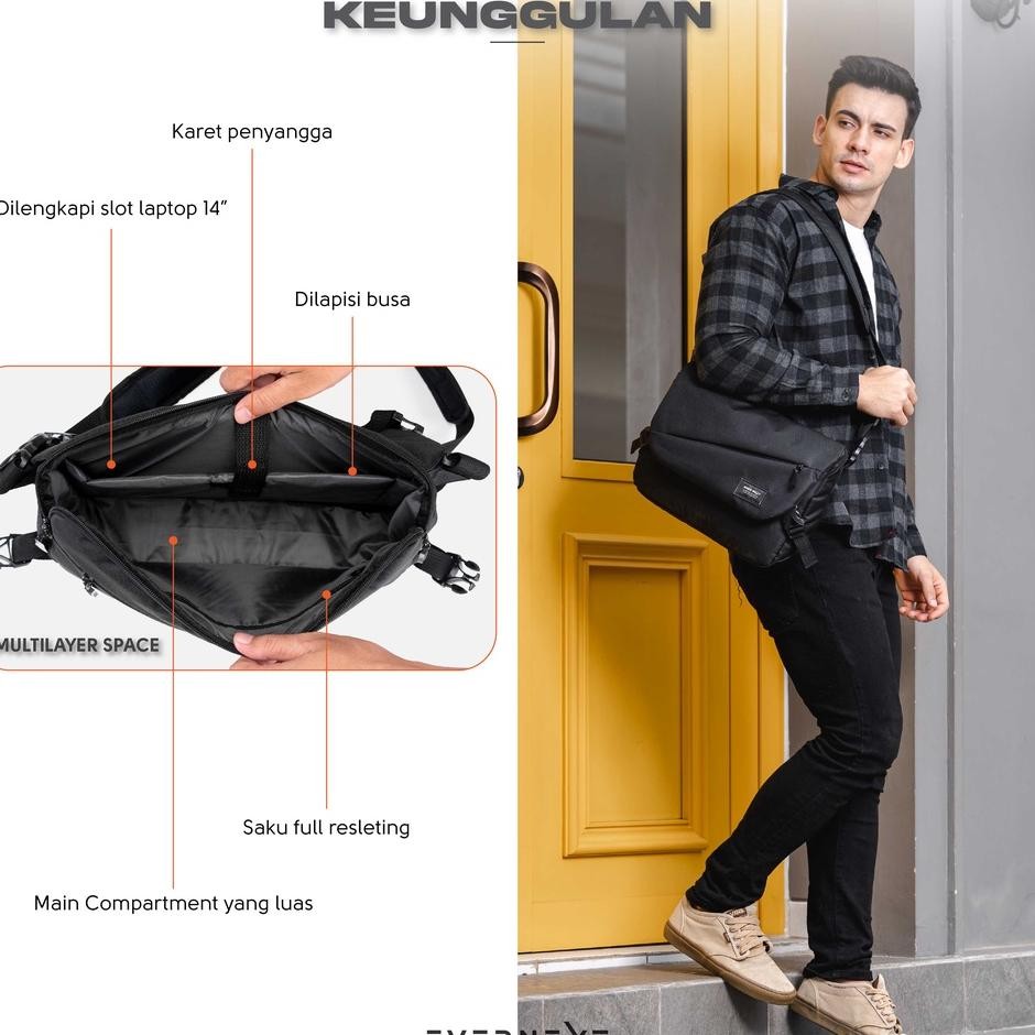 Evernext - Messenger Bag Pria Tas Selempang Pria Tas Selempang Laptop 13" Sling Bag Pria Tas Laptop 