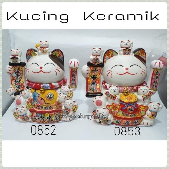 

Ready Kucing Maneko Neki Keramik Lucky Cat Super Jumbo