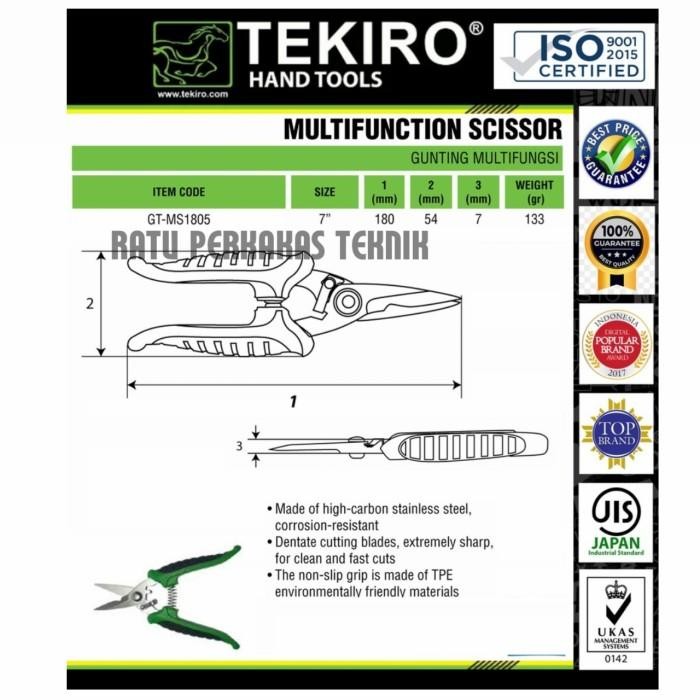 

Gunting Multifungsi 7 Inch Tekiro Multifunction Scissor Scissors Multi