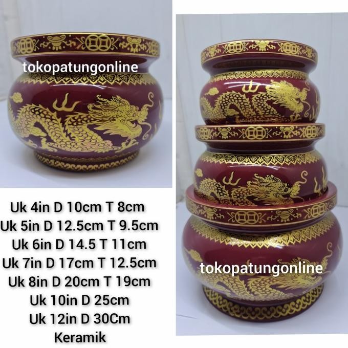 

Ready Hiolo Naga Keramik Uk 8in Merah Hijau Maron