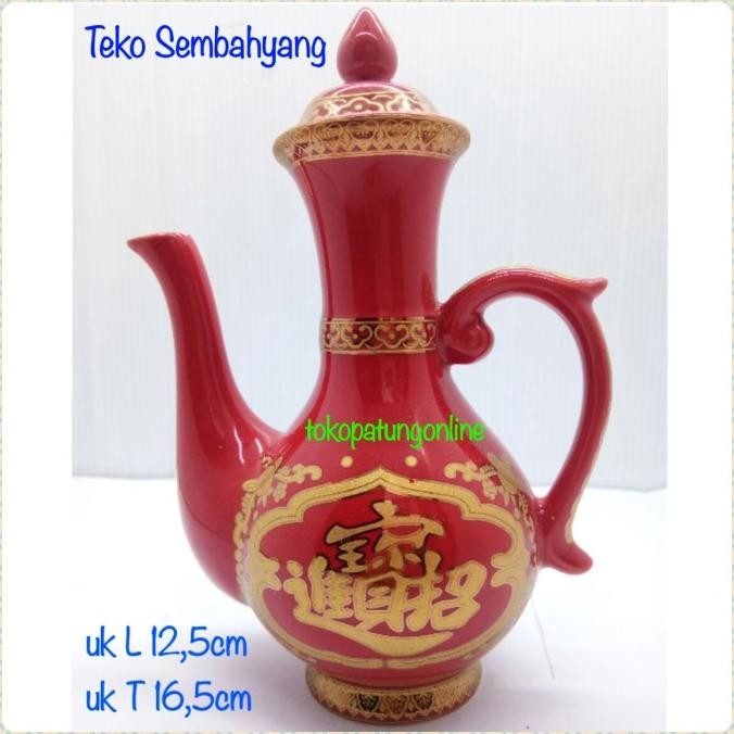 

Ready Teko Sembahyang Keramik Merah T 16.5