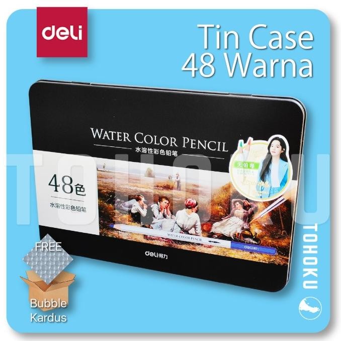 

Sale (Pack Aman) Pensil Warna Kotak Metal 48 - Deli 48 Watercolour Pencils