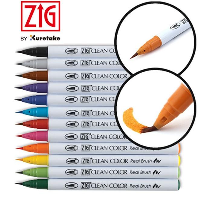 

Sale Zig Kuretake Clean Color Real Brush 12 Colours Set Rb-6000At 12Va