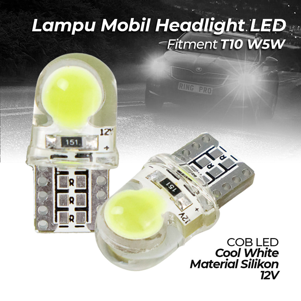 

- LuxStar Lampu Depan Mobil Headlight LED T10 W5W COB Cool White 2 PCS -