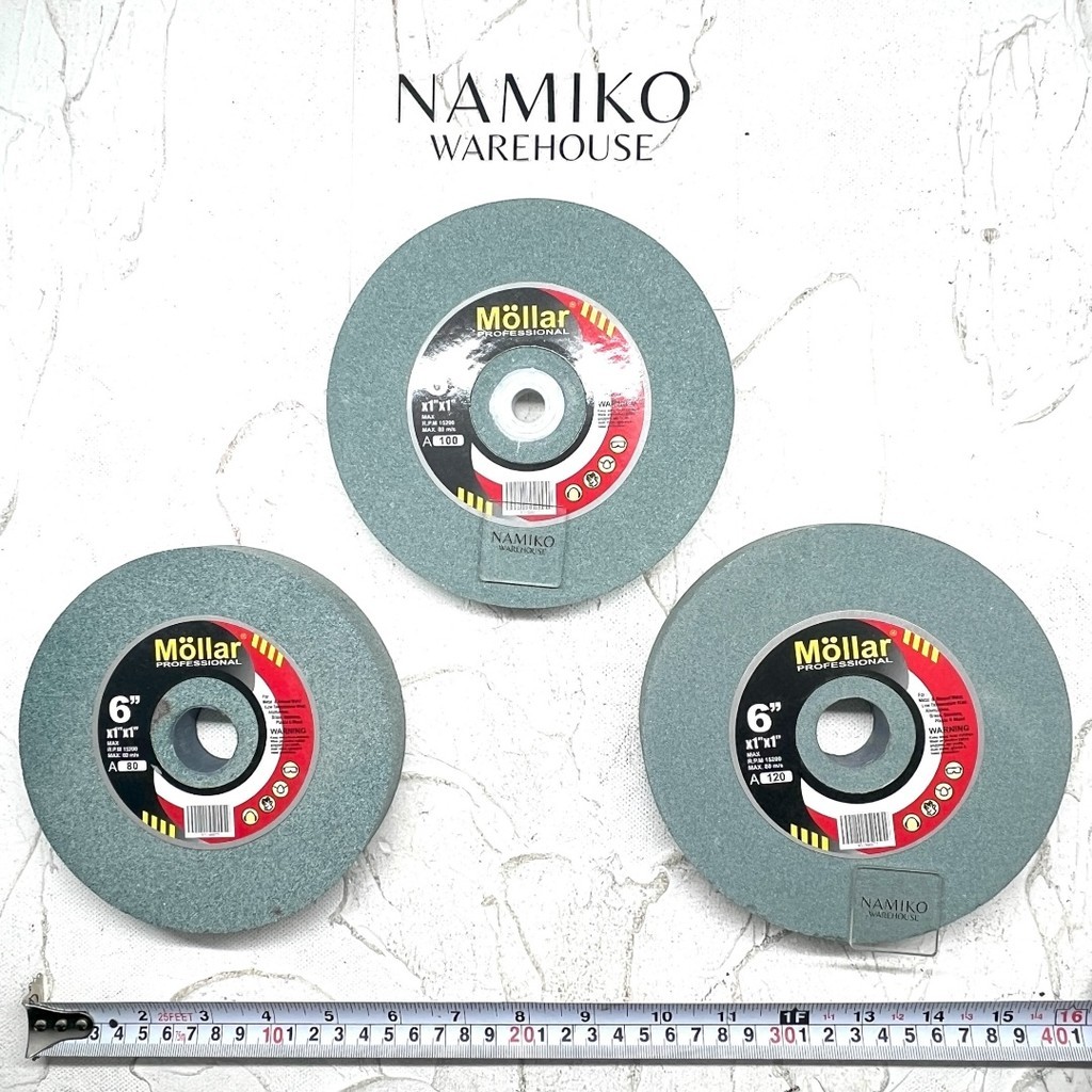 MOLLAR Batu asah gerinda duduk widia hijau 6 inch GC80 100 120