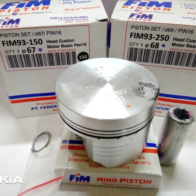 MOXER PISTON KIT FIM SATRIA FU 150 IZUMI 65.5 66 66.5 67 67.5 68 PIN 16 SEHER SEKER SET PEN 16 FIM93