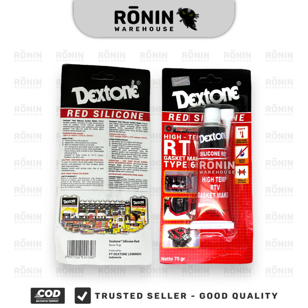 

DEXTONE Lem Red Silicone Kecil 30 Besar 70gr Gasket Silikon Sealant Otomotif Automotif ron
