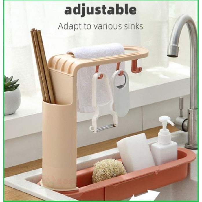 

Terbaru Rak Wastafel Sabun Cuci Piring Peralatan Spon Cuci Piring Teleskopik