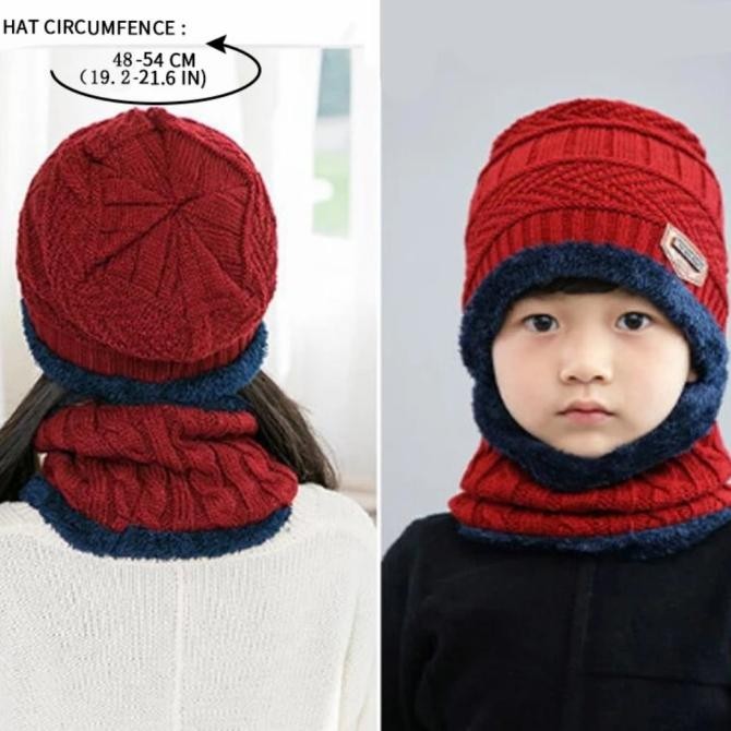 Kupluk Topi Syal Anak Cewek dan Cowok Musim Dingin Winter GBM