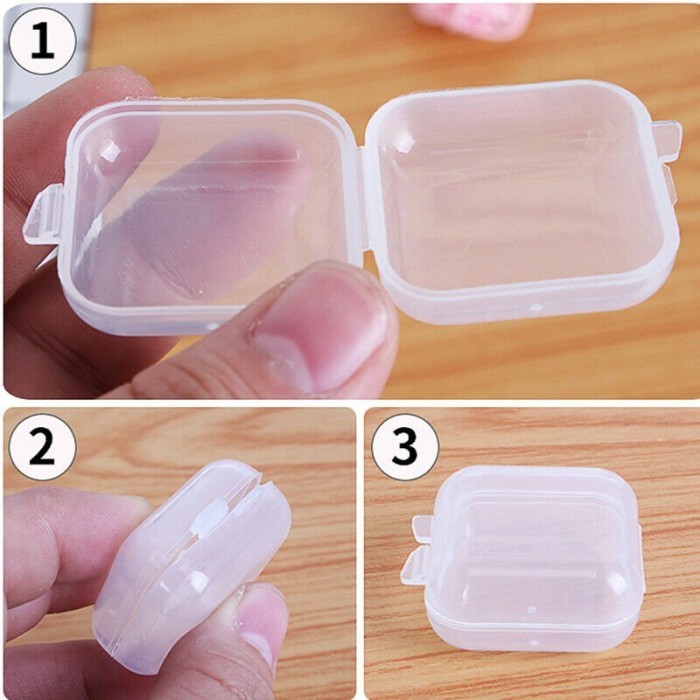 KOTAK PLASTIK MINI SERBAGUNA TEMPAT PENYIMPANAN PERHIASAN OBAT BENING