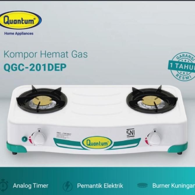 Kompor Gas Quantum QGC-201DEP(2TGK & BURNER KUNINGAN&PEMANTIK BATERAI)