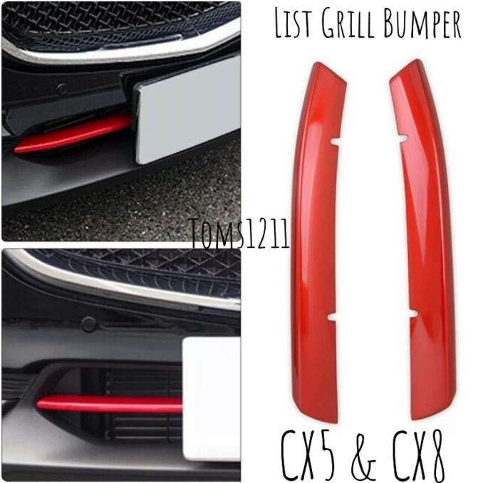 Terbaru List Cover Grill Bumper Depan Merah Mazda CX5 CX8 2018 2019 2020 2021