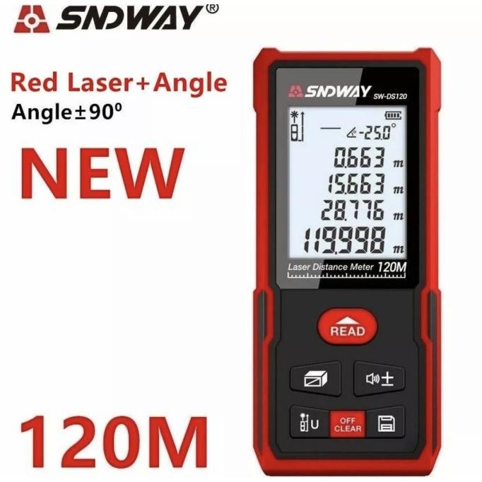 SNDWAY SW-DS120 Meteran Laser Digital 120M Pengukuran Jarak dan Sudut