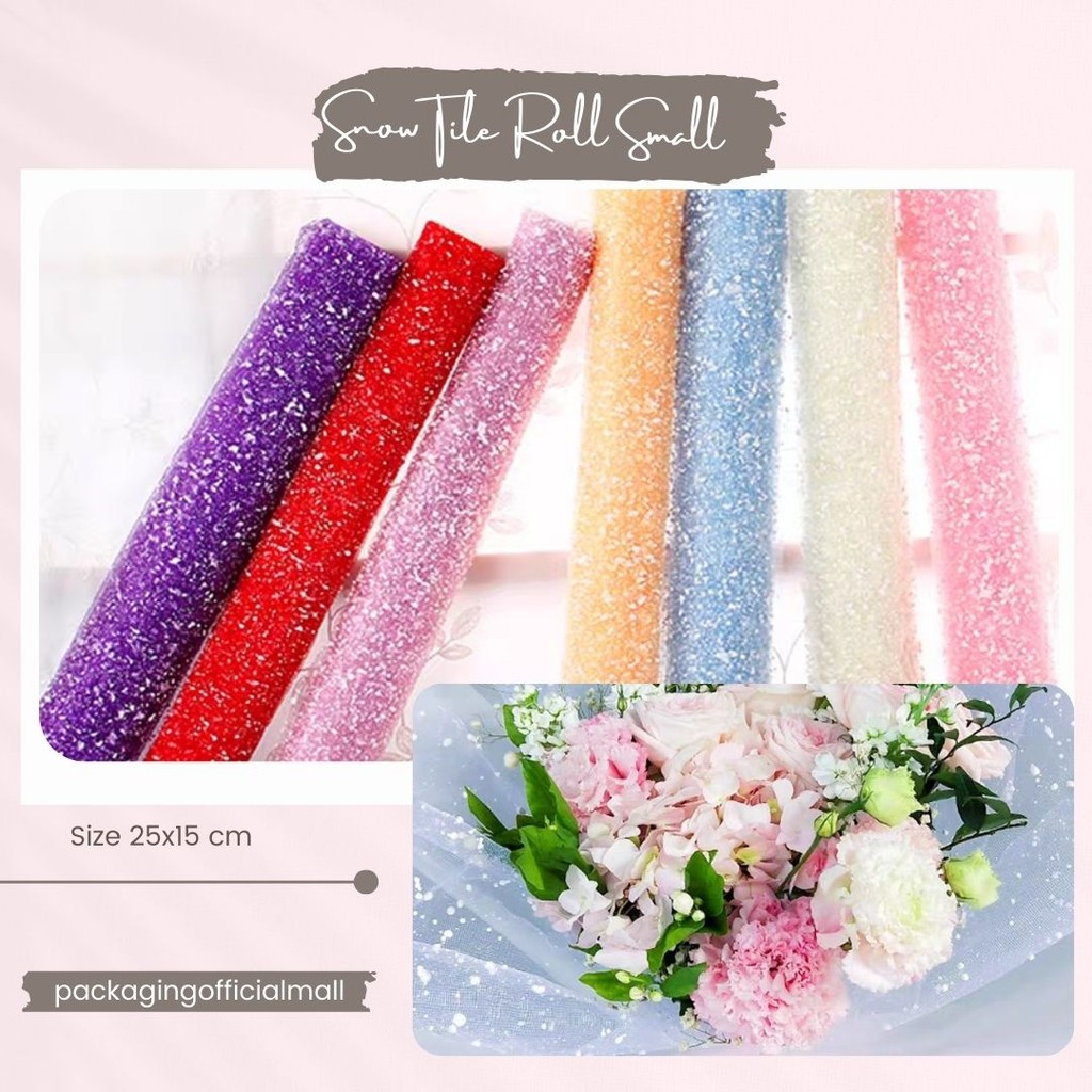 

SNOW TILE ROLL SMALL 25 x 15CM / COTTON ROLL / KERTAS BUKET BUNGA / CELLOPHANE