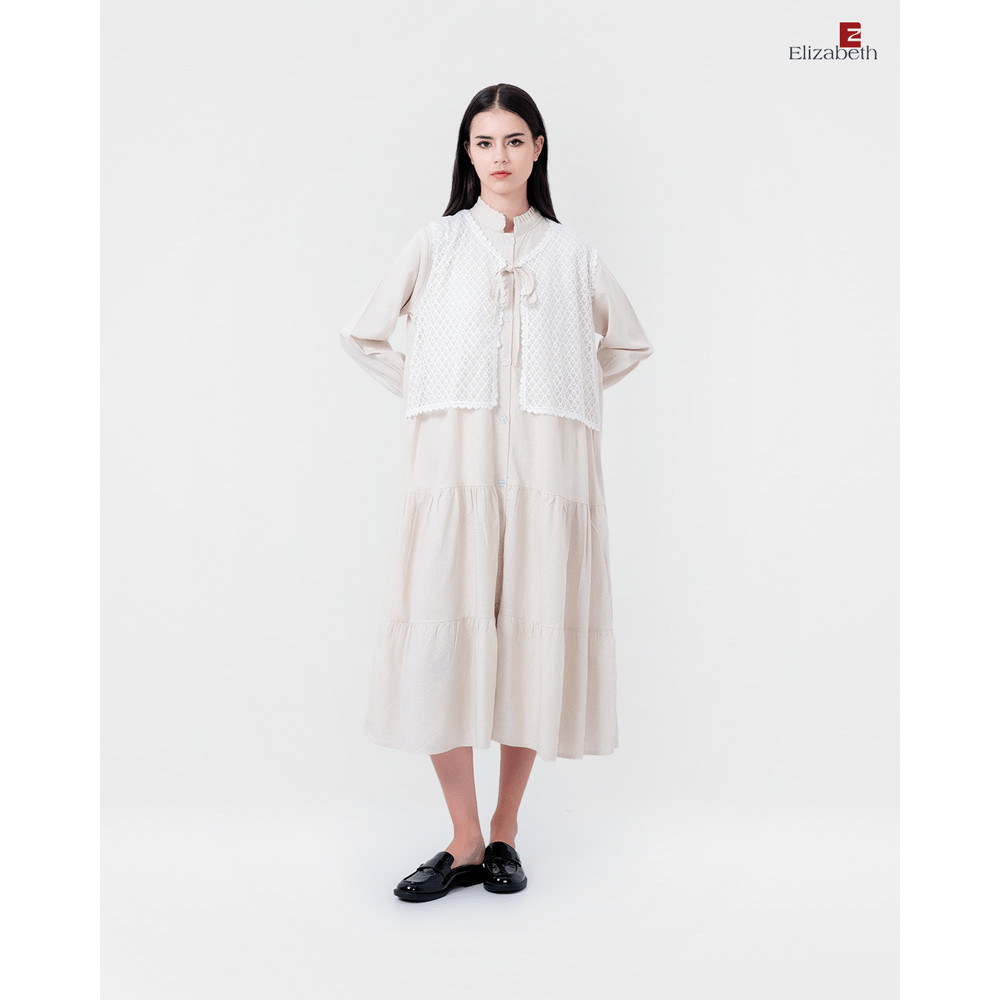 Elizabeth Clothing - Gamis Linen + Rompi Brokat | Dress 0559-2157
