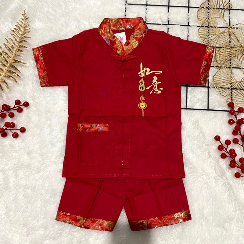 Baju Imlek Anak Fashion Kemeja Ank2 Cheongsam Cina Atasan Lakilaki Tanggung China Lengan Panjang Pen