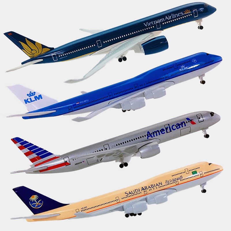 20CM Pesawat Terbang Boeing B747 B787 Airbus A350 A320 Maskapai Model Pesawat Mainan Pesawat dengan 