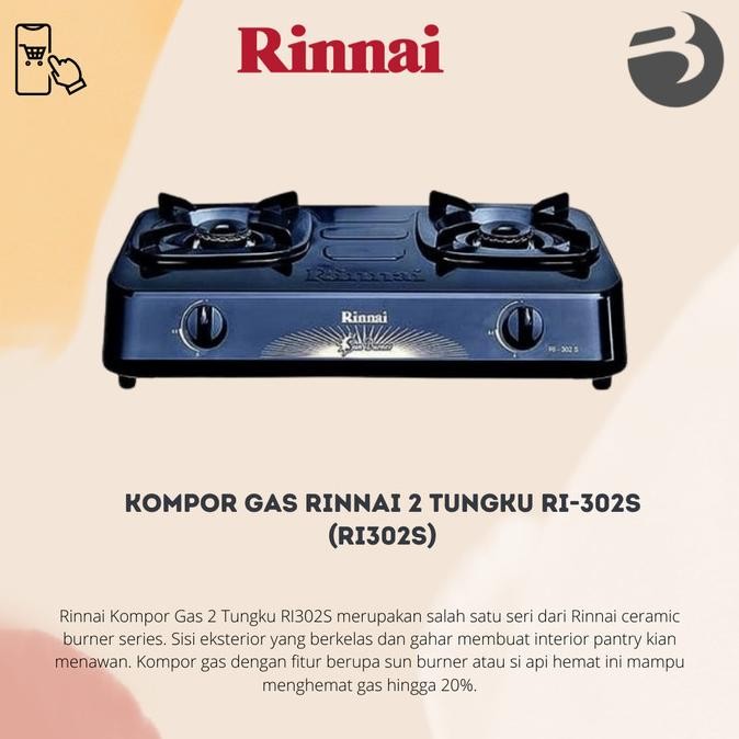 Kompor Gas Rinnai 2 Tungku RI-302S (RI302S)