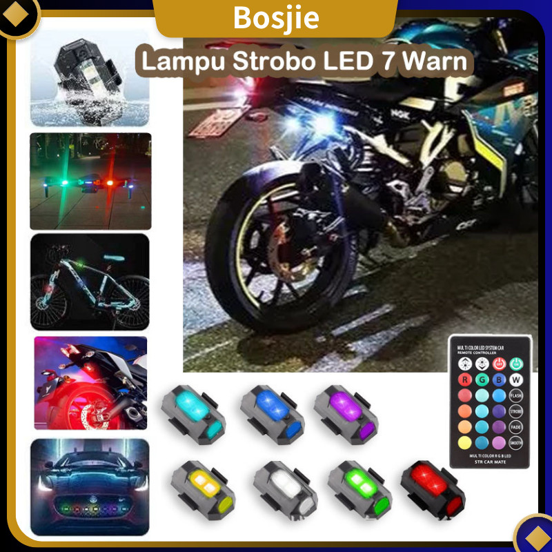Lampu Strobo LED 7 Warna Universal Motor/lampu kolong motor/lampu pesawat motor kedip/Keamanan Strob