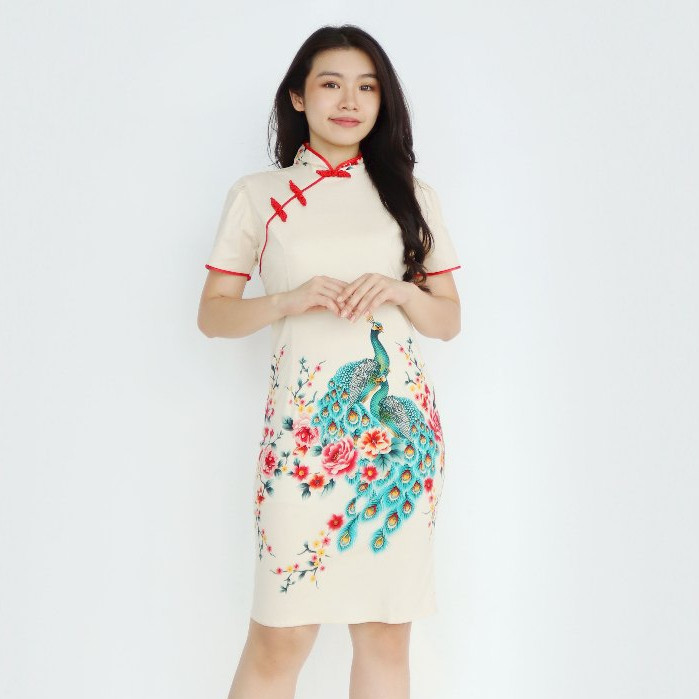 Baju Imlek Wanita Tahun 2025 Mididress Natal Minidres Congsam Shio Sangjit Cewek Pakaian China Style