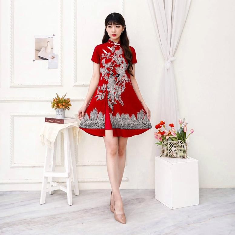 BVF dress batik cheongsam qb955 red
