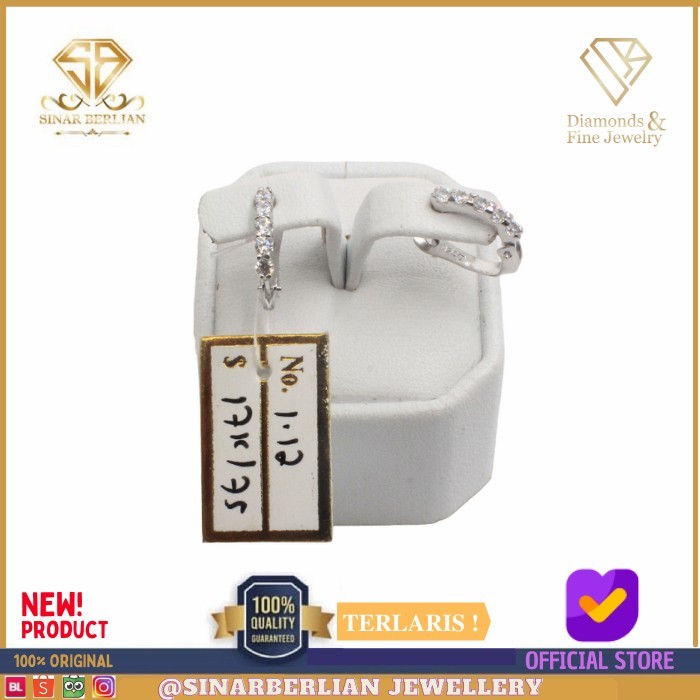 Ready SBJ - Anting emas putih asli 750 emas original Amp112