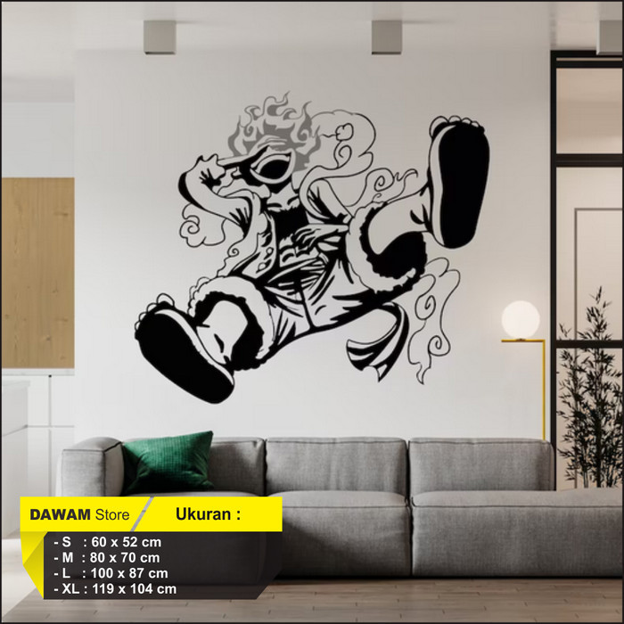 Wall Sticker Anime One Peace Sticker Dinding Anime Luffy Gear 5 Nika