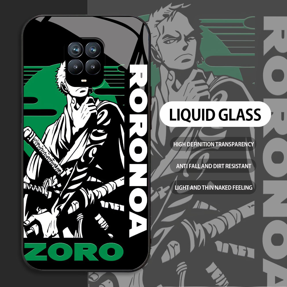 For Xiaomi RedMi Note 4 4x 7 8 9s 9 pro max Casing Skin Handphone  One Piece Roronoa Zoro Glass kesi