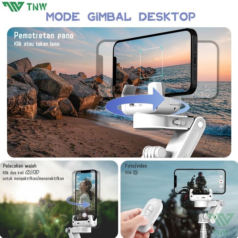 h-4 TNW-Q18 Gimbal Stabilizer Handphone Gimbal Hp Stabilizer Tongsis Hp Bluetooth Tripod Murah