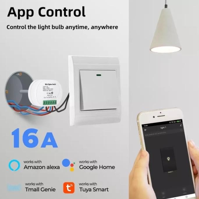 

Terbaru Zigbee Mini Wifi Smart Switch On-Off Breaker Neutral Line 16A Tmz02L