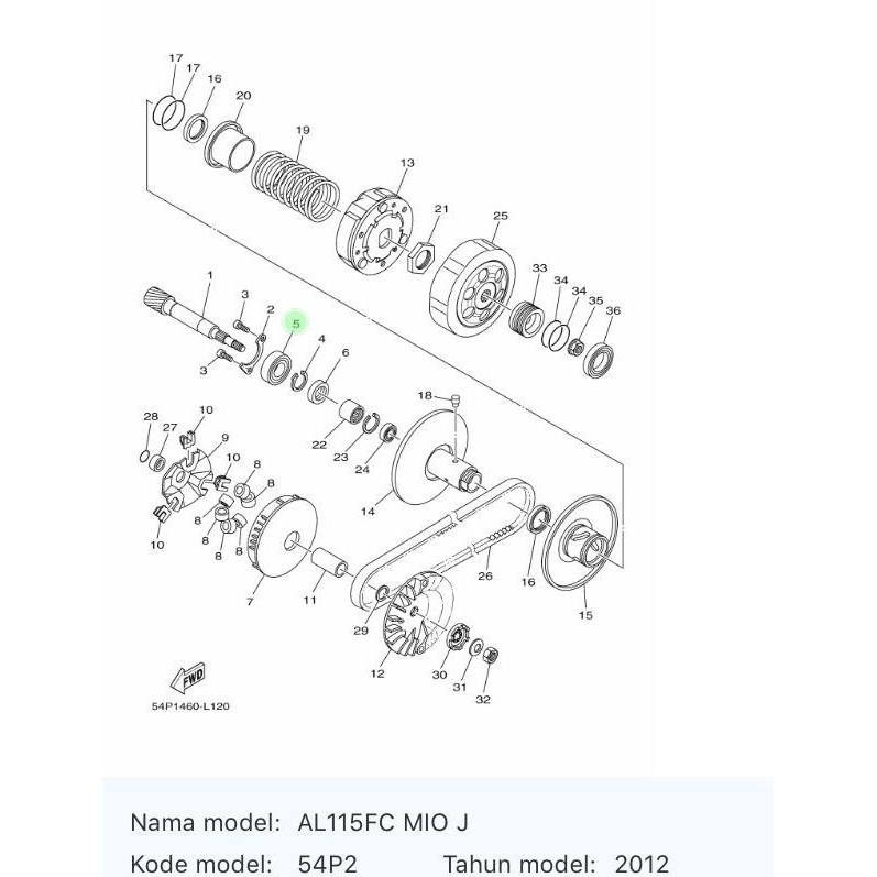 [CVS] BEARING AS PULLY BELAKANG MIO J, MIO GT 93306-253Y9