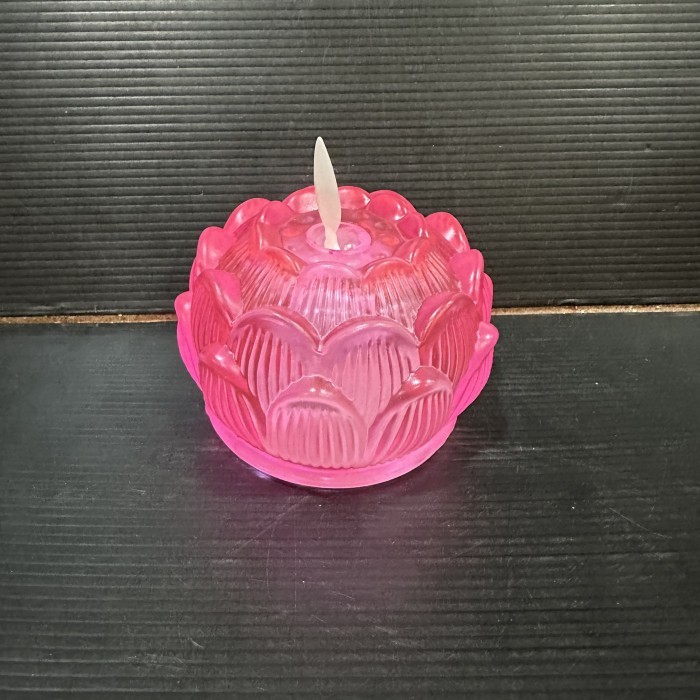 Lampu Lilin Sembahyang Kristal Led Tenaga Baterai Warna Pink