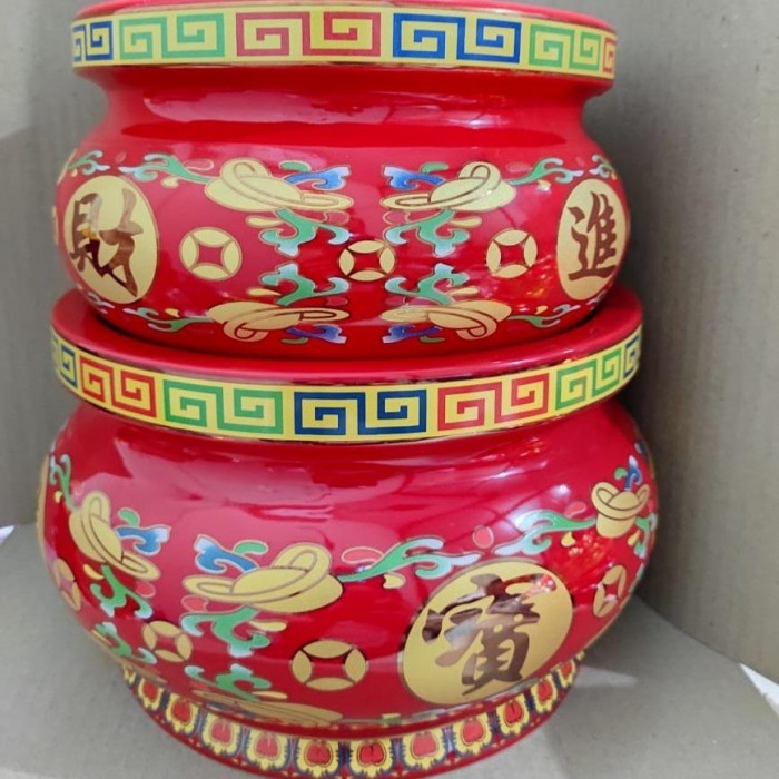 Hiolo Tempat Dupa Hio Keramik Warna Merah Import 8,5In