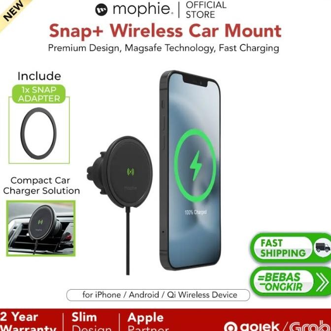 

Mophie Wireless Phone Car Holder Charger Iphone 15W Snap+ Vent Mount Terlaris