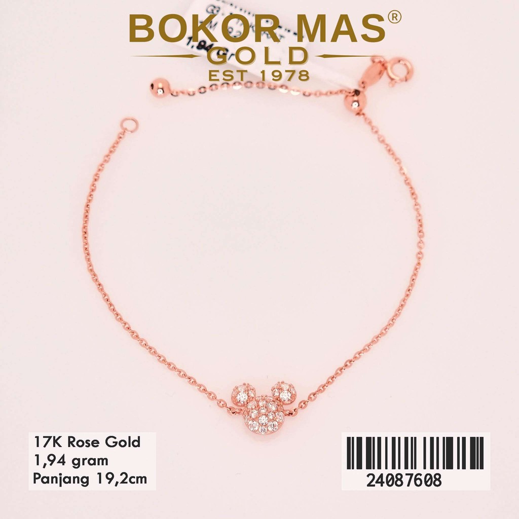 BokorMas Gold Gelang Rantai Siyem Variasi Serut Micky Emas Asli kadar 17K 24087608