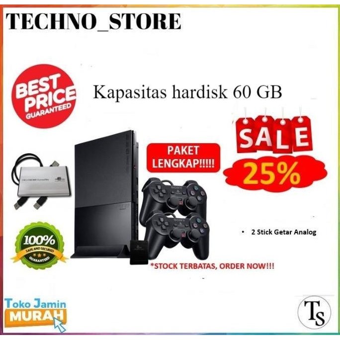 Sony Playstation 2 SLIM HARDISK 60GB FULL GAMES + PAKET LENGKAP PS 2 KAR