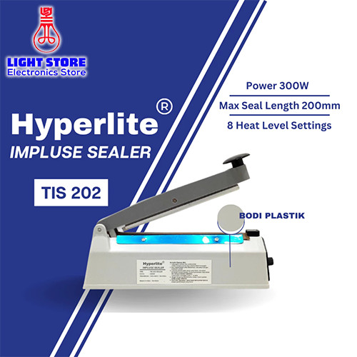HYPERLITE TIS 202 Mesin Lem Plastik Sealer Impluse Sealer Body Plastik Ukuran 20cm