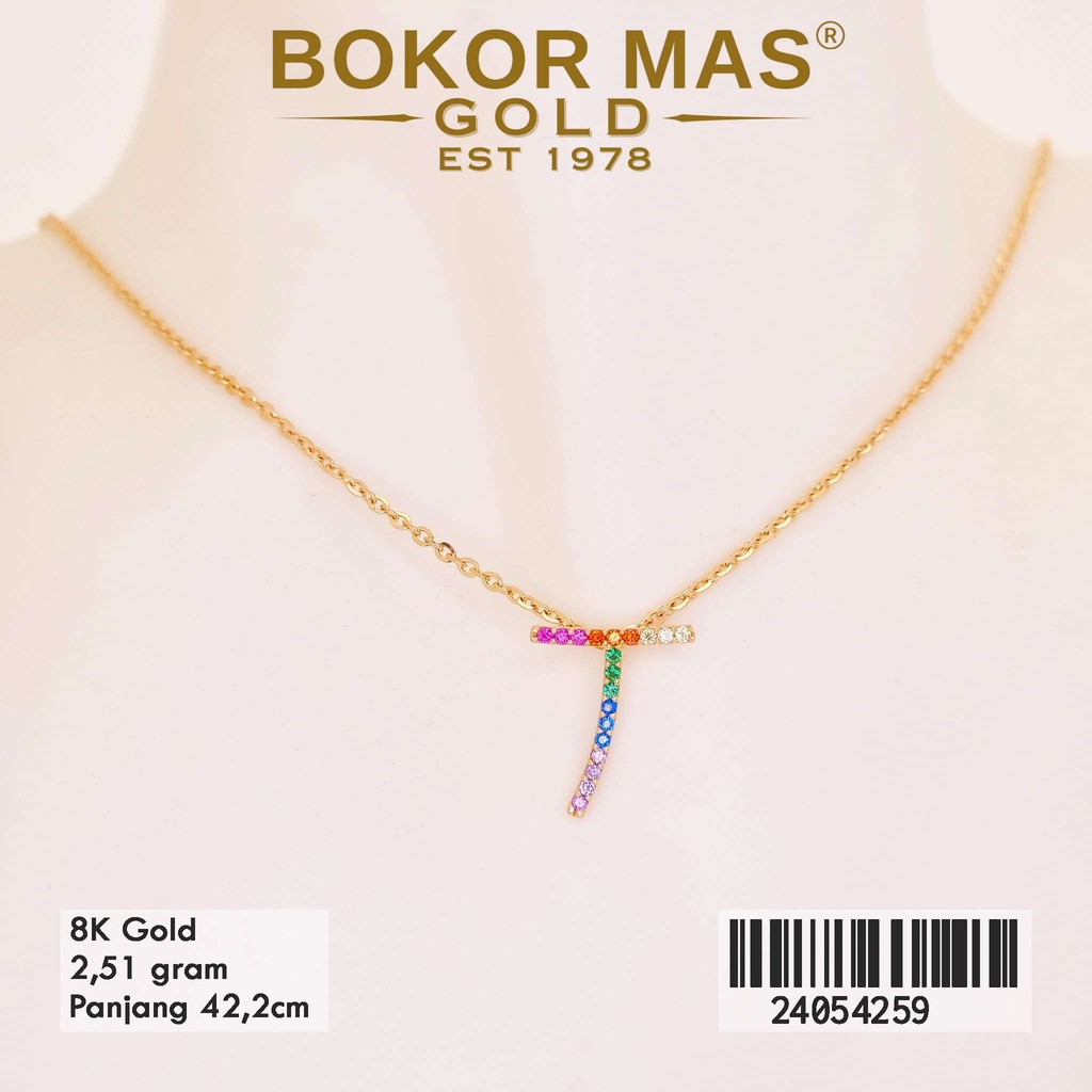 BokorMas Gold Kalung Huruf T Variasi Permata Emas Asli kadar 8K 24054259