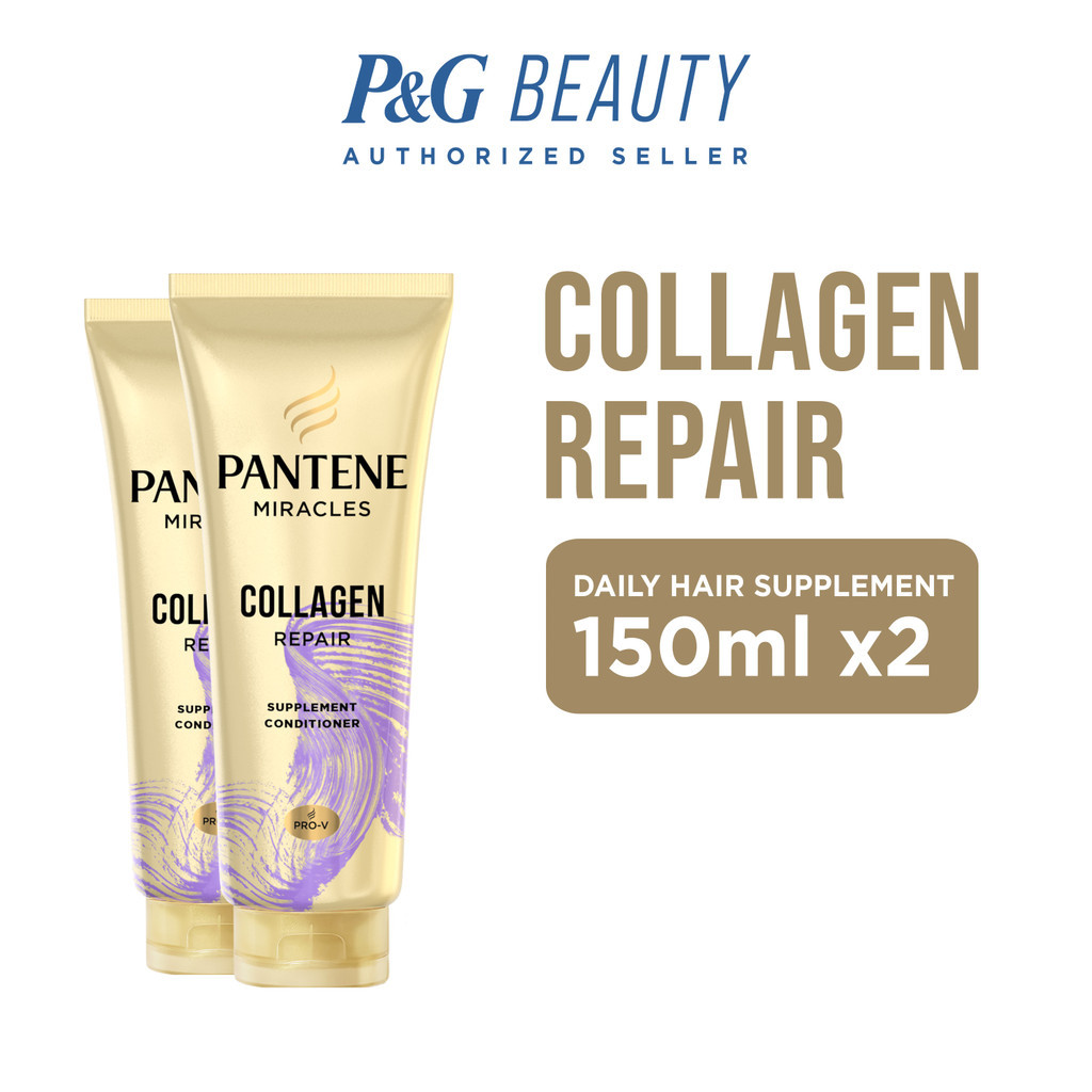 Pantene Conditioner Miracles Collagen Repair Daily Hair Supplement for Damage Care 150ml X2 / Perawa