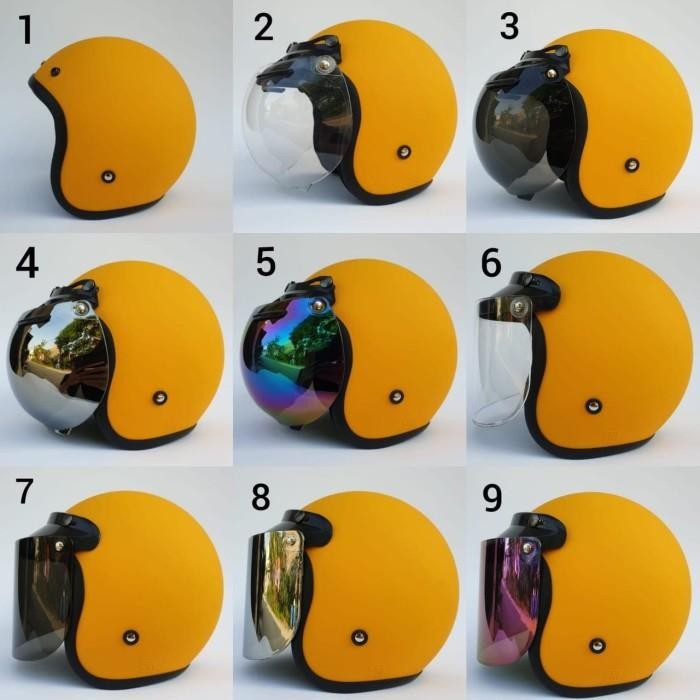 Helm Bogo Retro Dewasa Full Cat Kuning Doff
