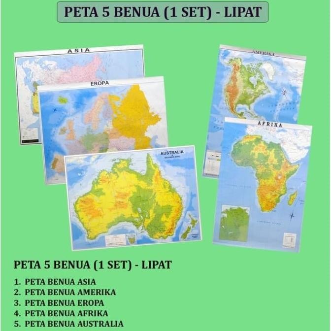 

TERBARU PETA 5 BENUA - LIPAT (1 SET = 5 BUAH PETA)