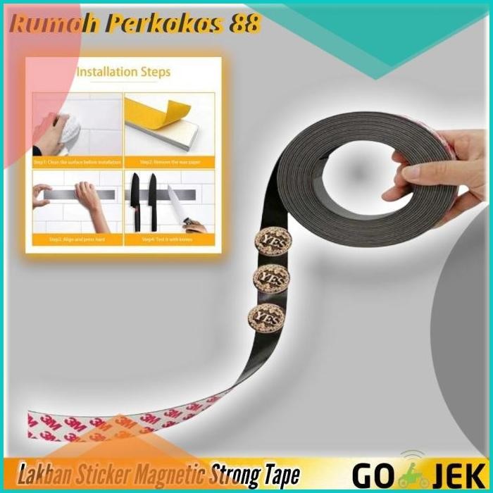 

Magnet Lakban Sticker Magnetic Strong Tape Self Adhesive 1 Meter 10MM