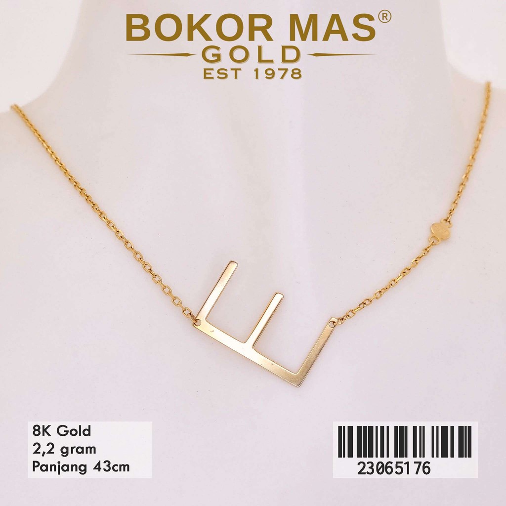 BokorMas Gold Kalung Huruf E Variasi Emas Asli kadar 8K karat 23065176