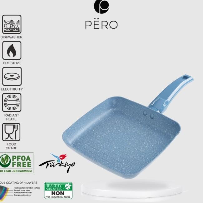 Pero Wajan Panggang Granite Grill Pan 20Cm Anti Lenget