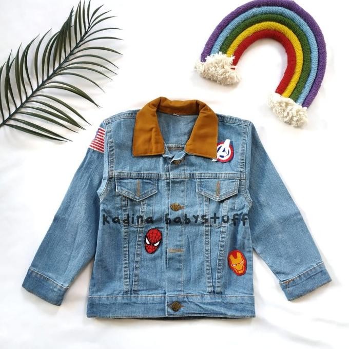 JAKET JEANS ANAK MOTIF SUPERHERO/ JAKET DILAN BORDIR ANAK LAKI-LAKI