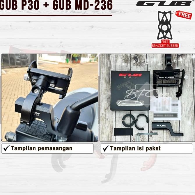 tersedia paket gub p30 phone holder + breket spion gub md-236